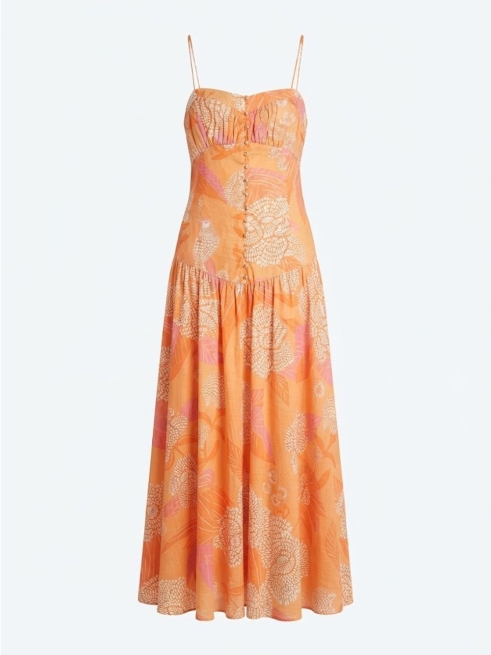 FARM Rio x Anthropologie Linen Blend Strapless Drop-Waist Maxi Dress Size XL